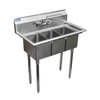 Amgood Stainless Steel Sink - 3 Compartment Sink 10in x 14in x 10in  with Faucet NSF SINK S3C-101410 - FAUCET